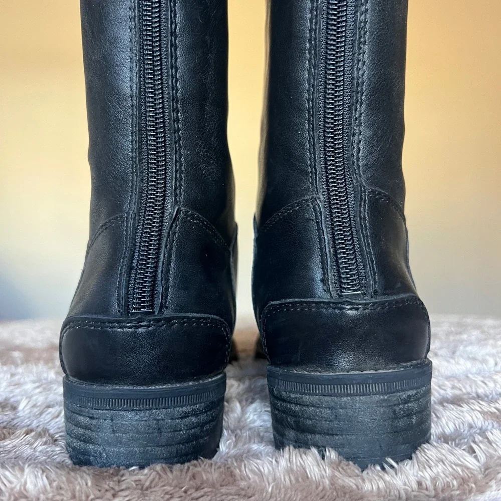 Sam Edelman Penny Riding Boots Black Leather‎ Knee High Back Zip Women 7.5M
